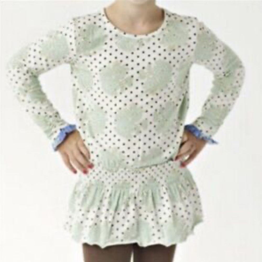 Matilda Jane Shirt Size 4 New NWT Just Imagine Egret Top Off White Green Floral